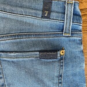 7 For All Mankind Roxanne Ankle Raw Hem Women's Blue Jeans